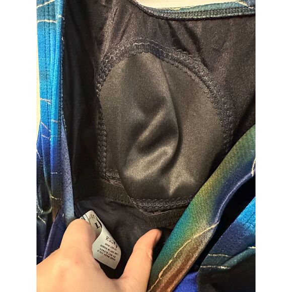 NWT Vintage Longitude One Piece Swimsuit Plus Size 14 Blue Gold Foil Shimmer - Picture 5 of 5